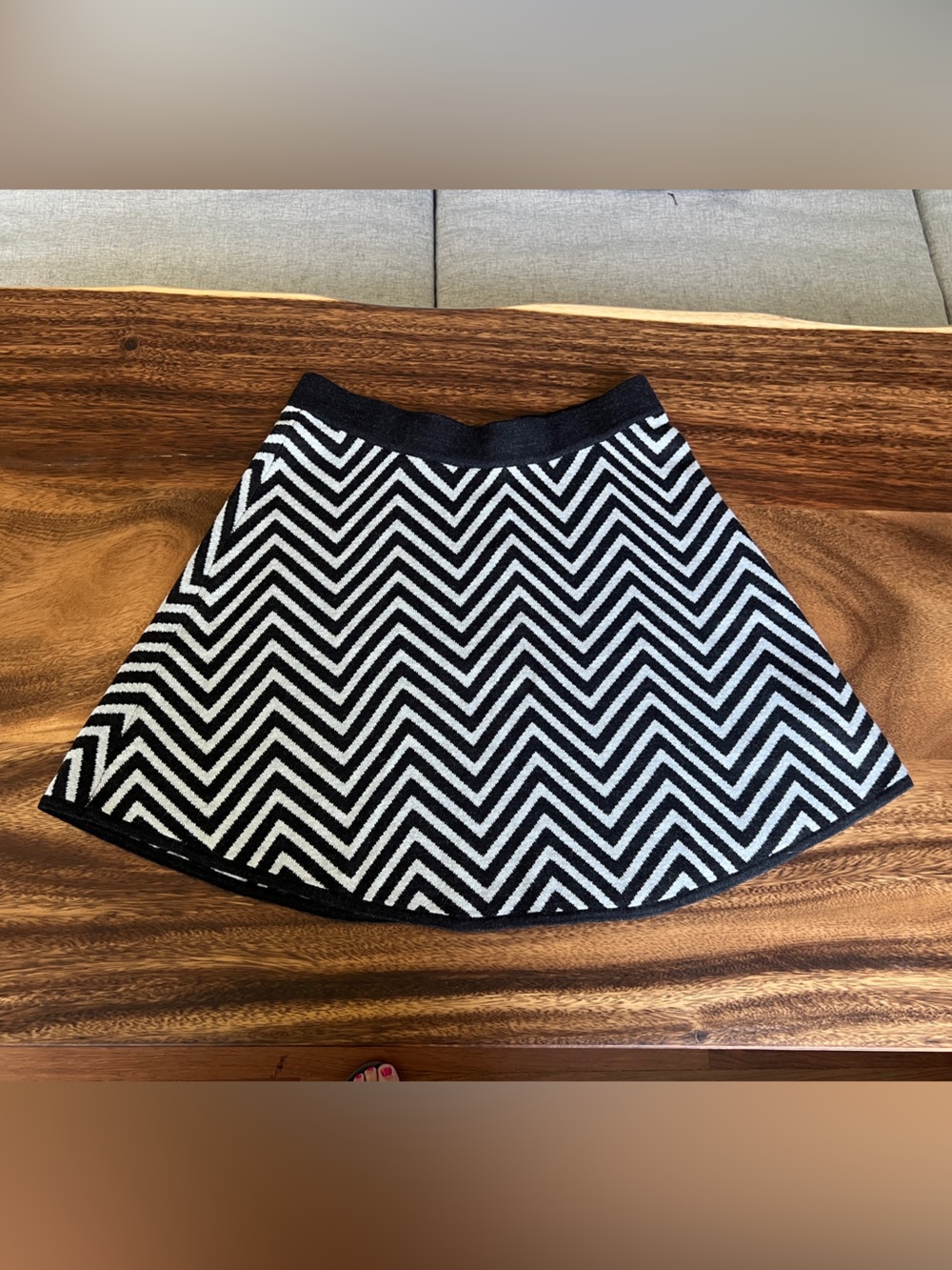Black & White Chevron A-Line Skirt (wool, Title Nine)